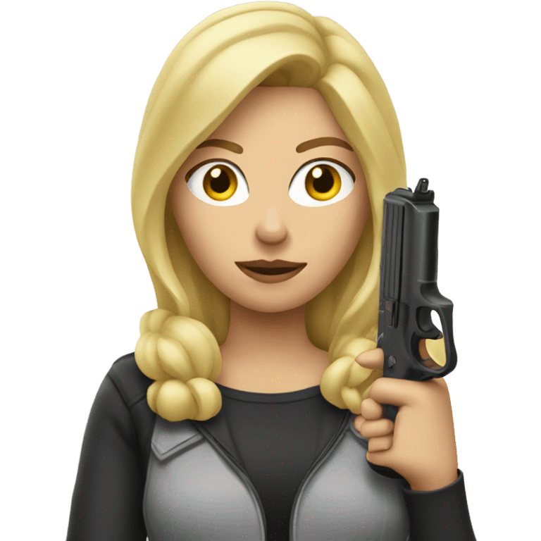 Blonde woman with a gun emoji