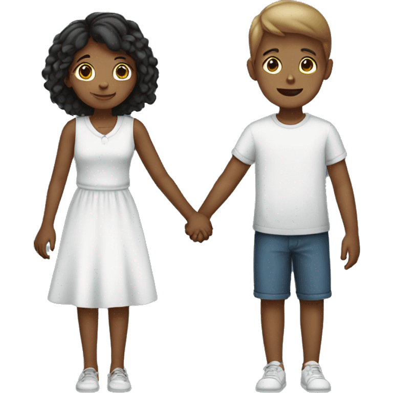 a boy and a girl holding hands emoji