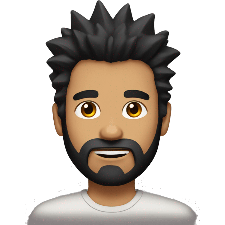 Gigachad with black hair and beard. Spiky hair, brown eyes. emoji