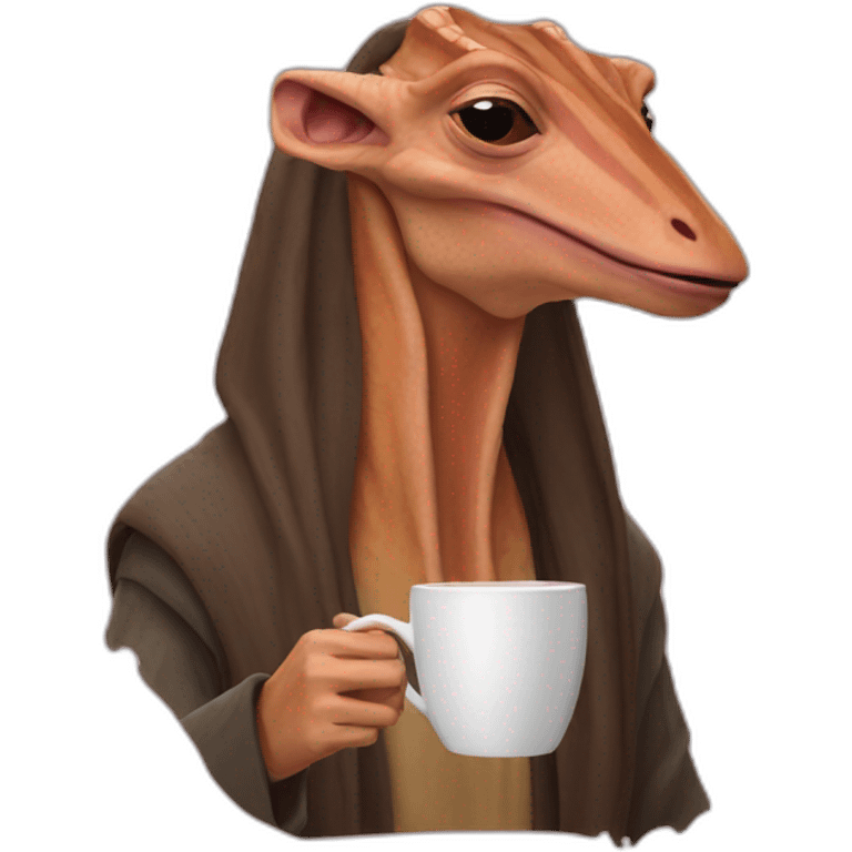 Jar jar binks drinking coffee  emoji