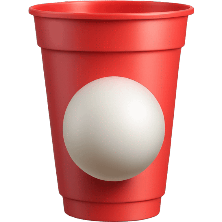 red plastic cup with a white small ball falling in emoji