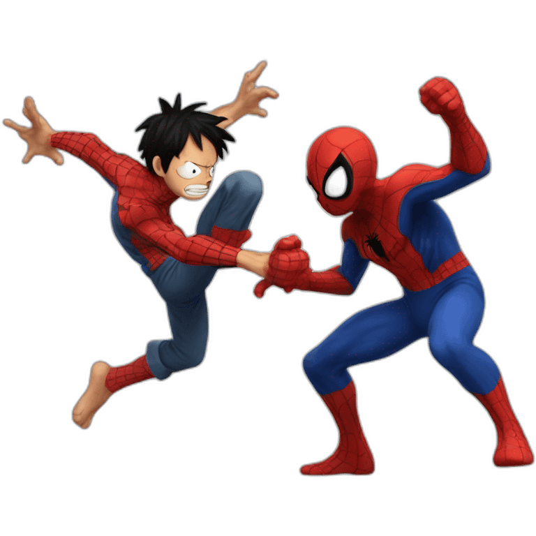 Luffy fighting Spider-Man emoji