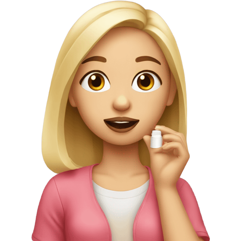 a girl applying lip balm emoji