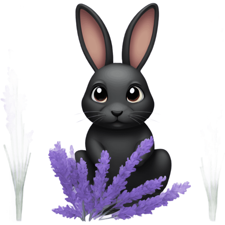 Black rabbit with lavender emoji