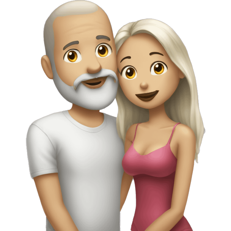  Grey Goatee beard pale man kisses Caribbean girl emoji