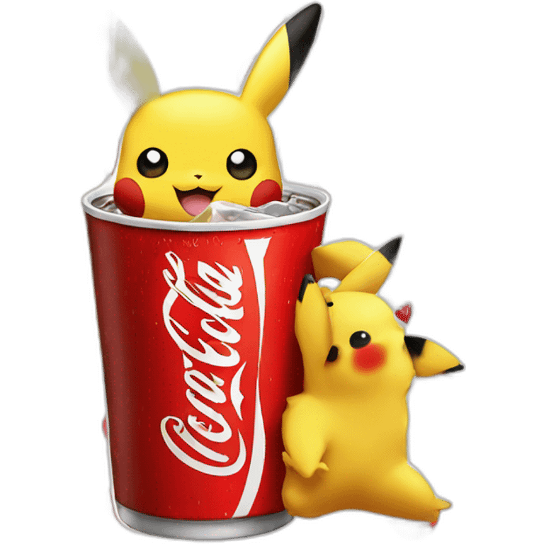 Pikachu drink a coke emoji