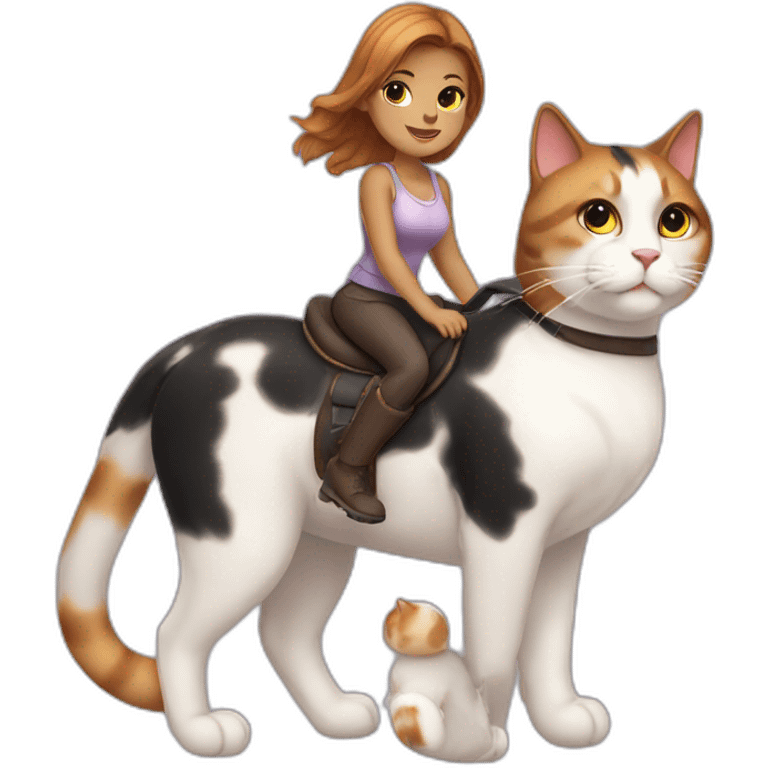 Thick-girl-riding-calico-cat emoji