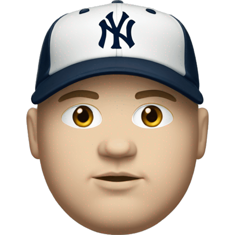 Fat white man wears cap and jersey of New York Yankees  emoji