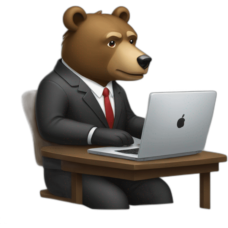 a bear in a suit typing on a computer emoji