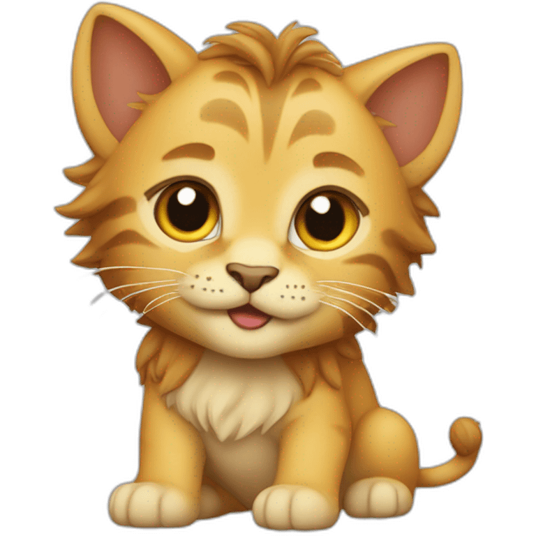 Un petit chaton sur un lion emoji