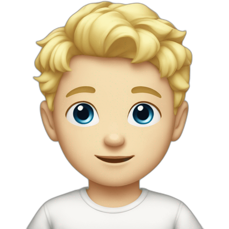 Baby boy brothers blond hair blue eyes with  emoji