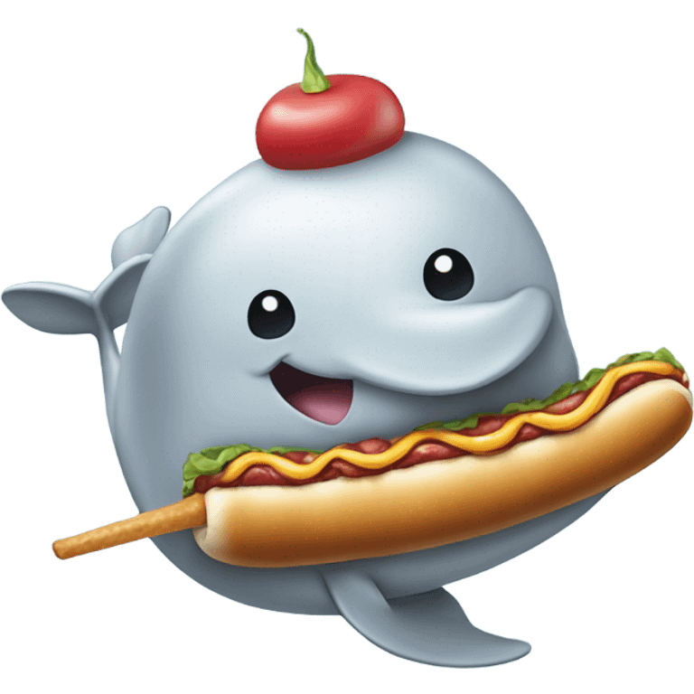 A Narwhal eating a hotdog emoji