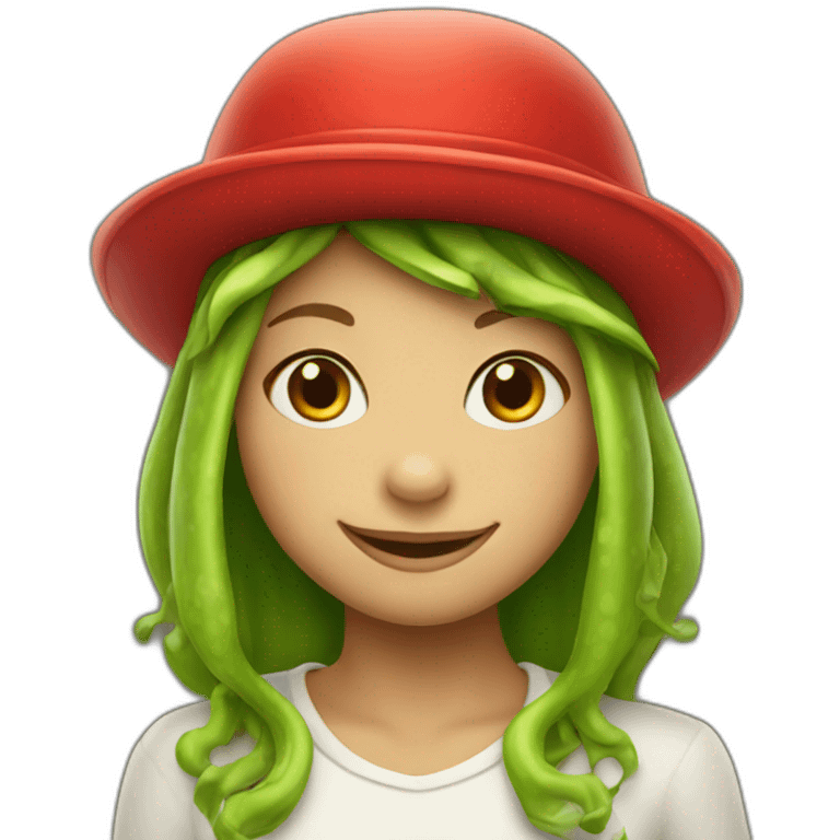  Frog girl in a red hat smiling emoji