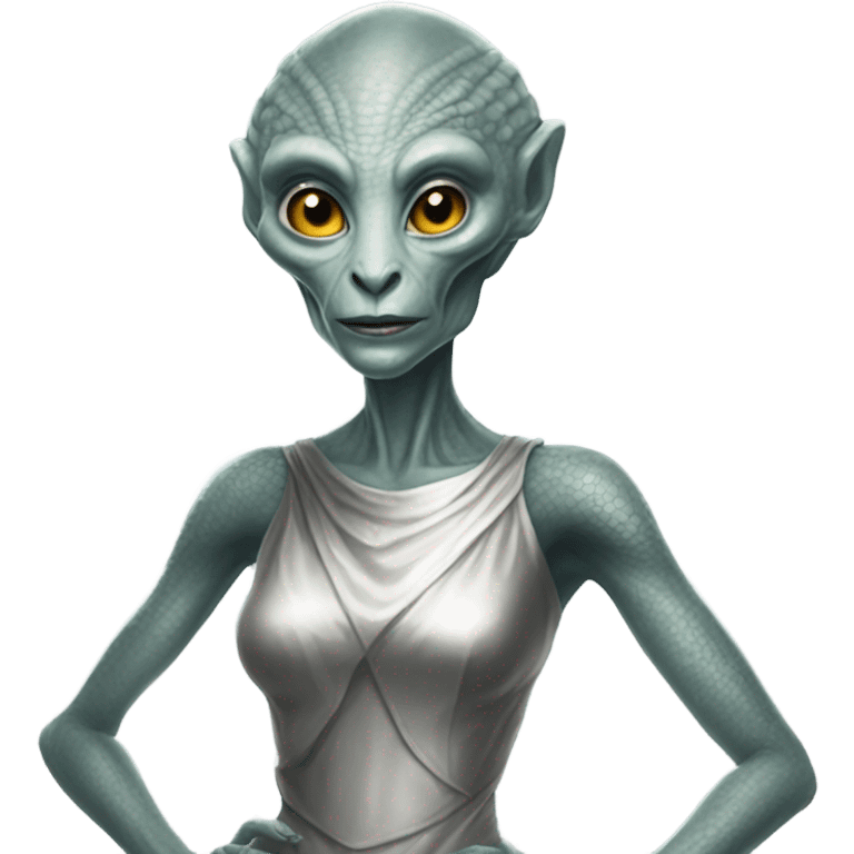 alien reptilian woman in silver dress emoji