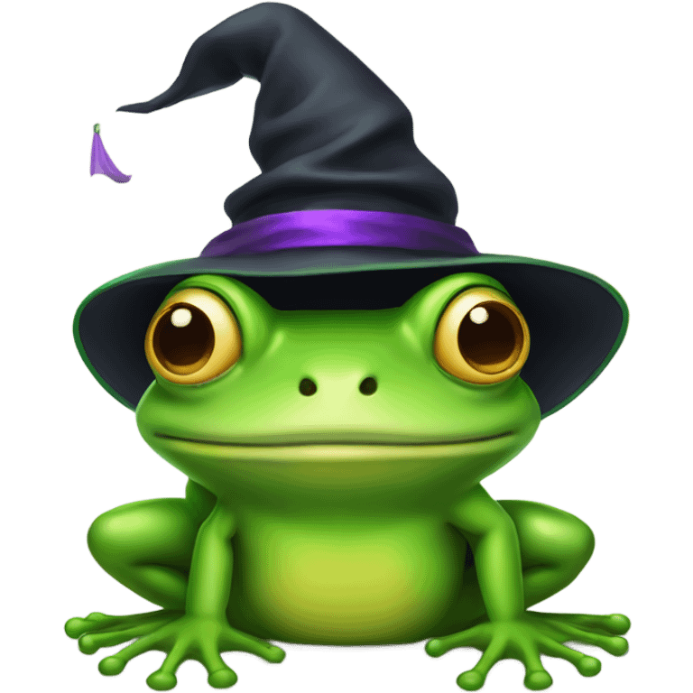 green frog with witch hat emoji