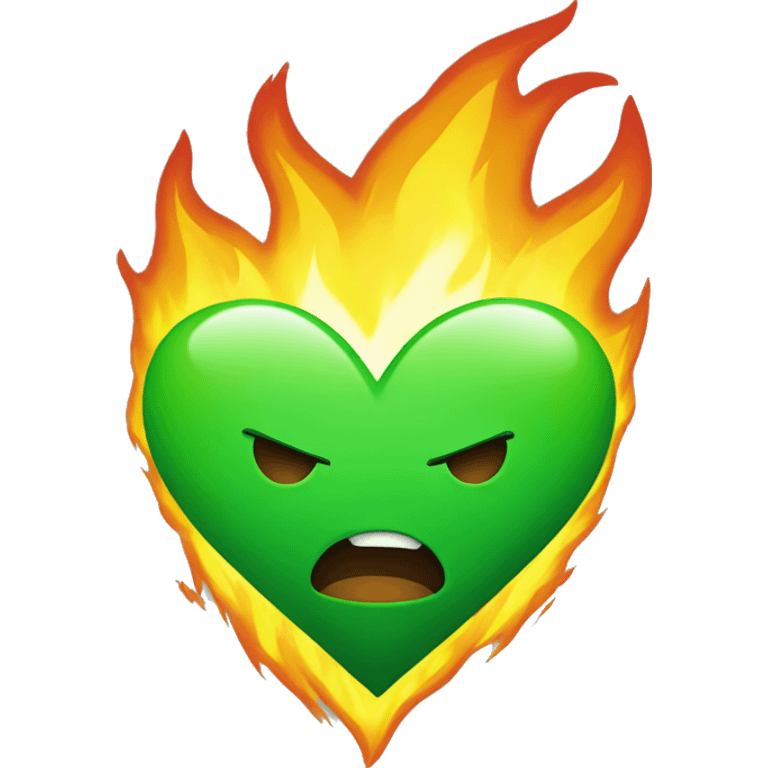 Green heart on fire emoji