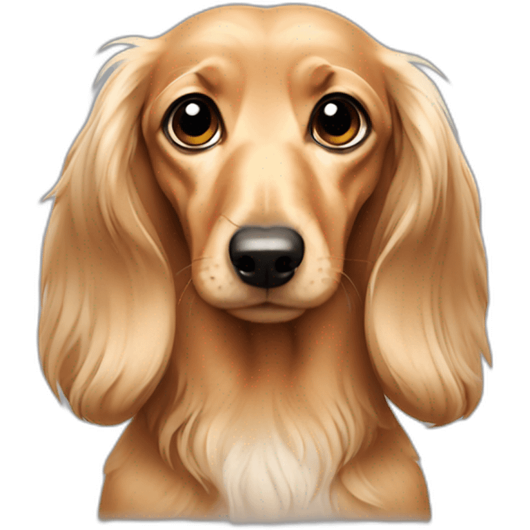 Sad cream long haired dachshund emoji