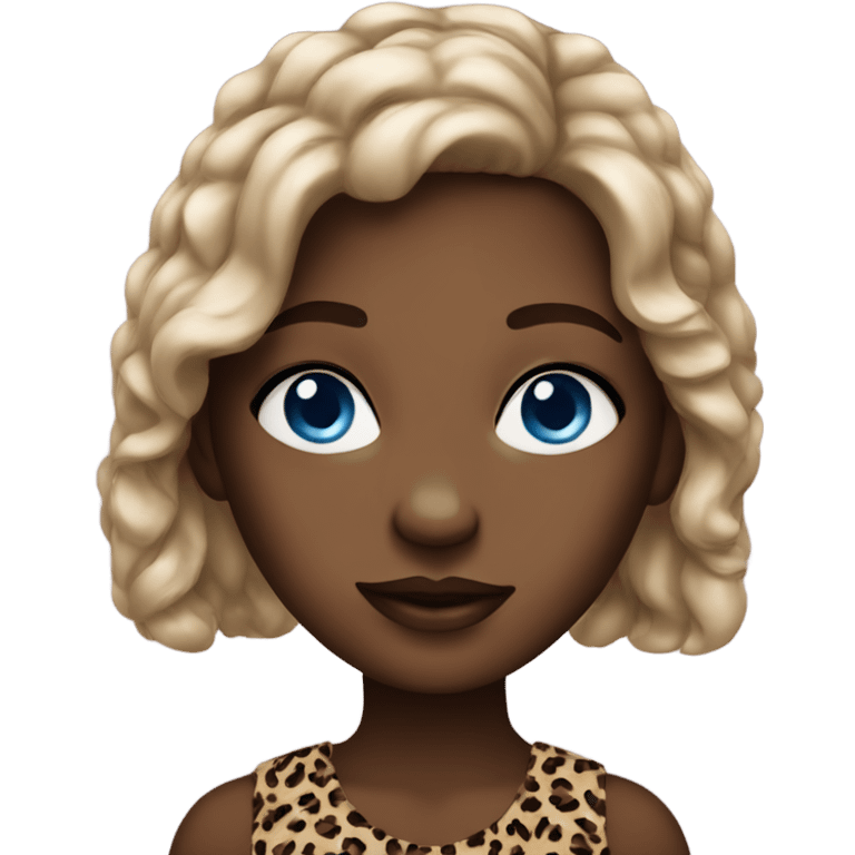 realistic girl with leopard print blue eyes  emoji