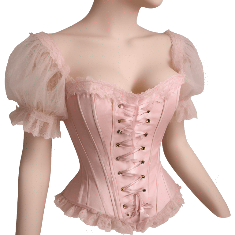 vintage rococo light pink corset with lace and frills and sleeves  emoji