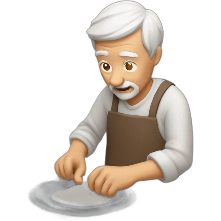 old man making plate from clay emoji