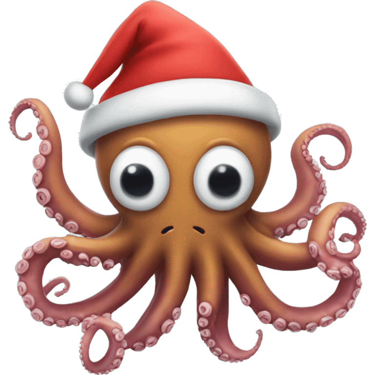 Octopus wearing Santa hat emoji