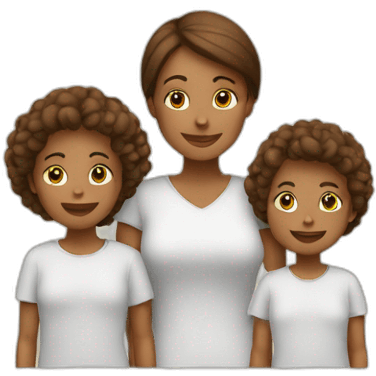 Mom two kids brown emoji