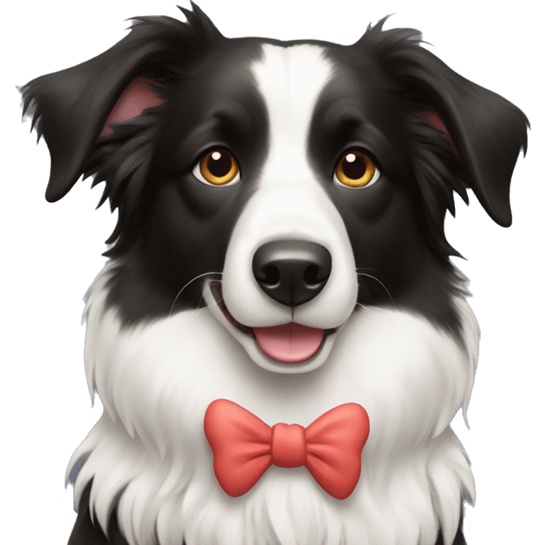 Border collie with a bow emoji