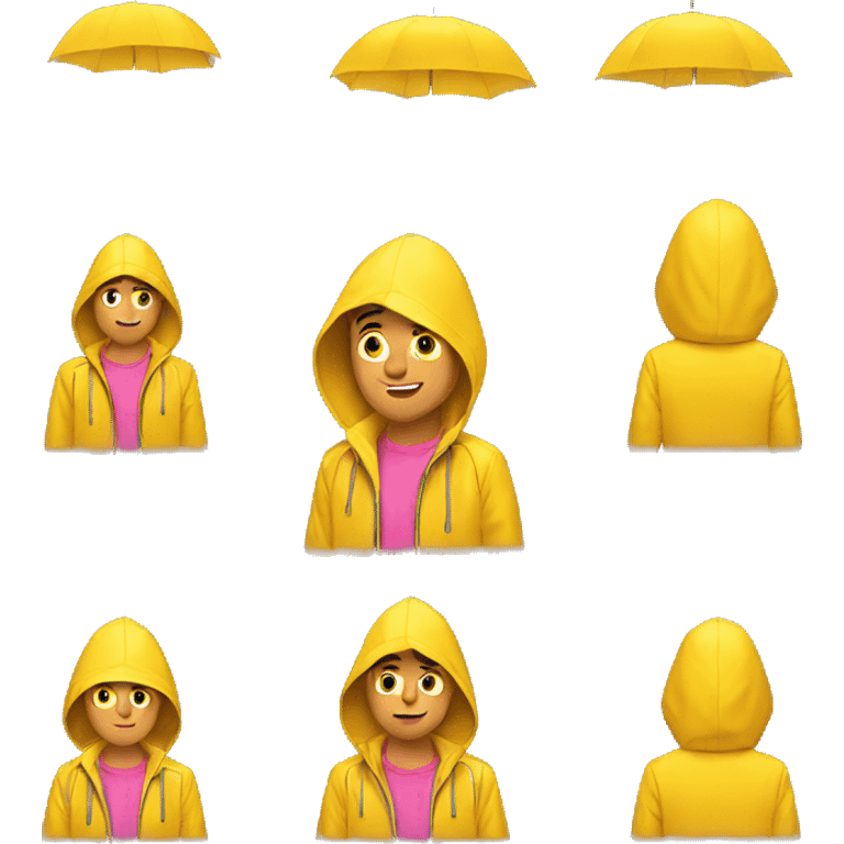 Guy in pink shirt and yellow rain jacket emoji