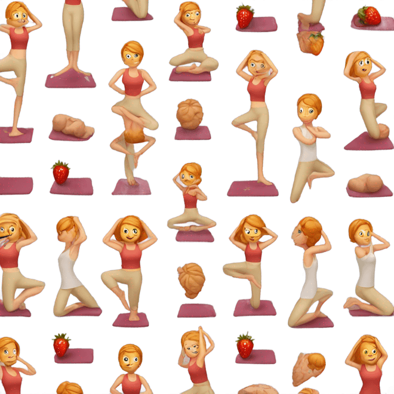 strawberry blonde woman doing yoga emoji