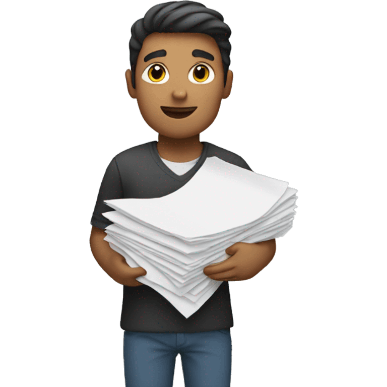 A person holding a stack of paper emoji