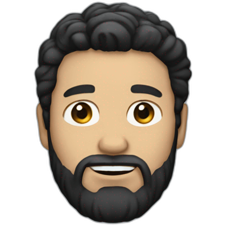 white man with black hair and beard and a sweater emoji