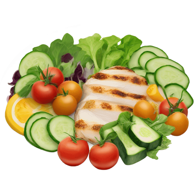 round white plate with healthy food emoji