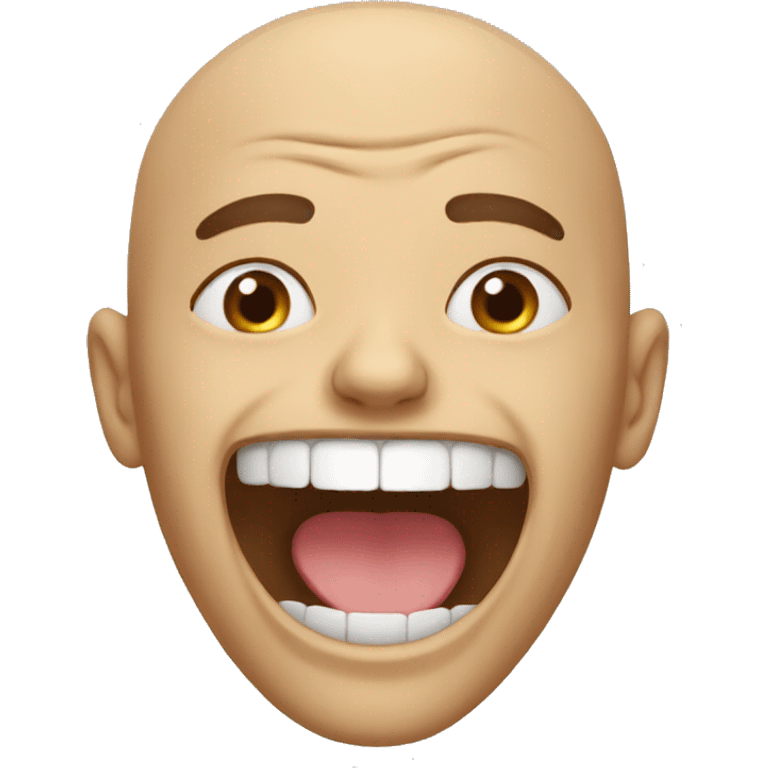 A bald man with his mouth open and mewing emoji