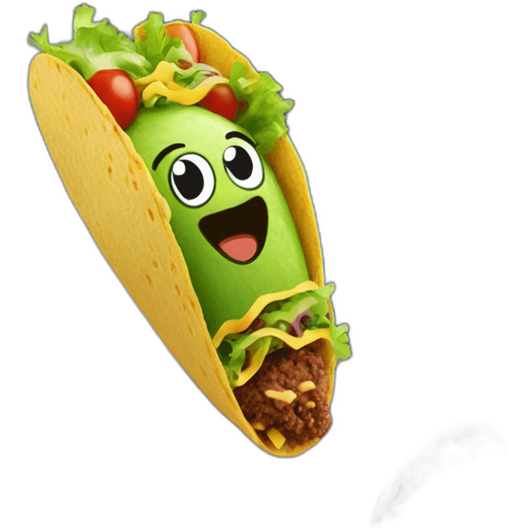 A taco blasting off into space, representing the idea of "out of this world" tacos. emoji