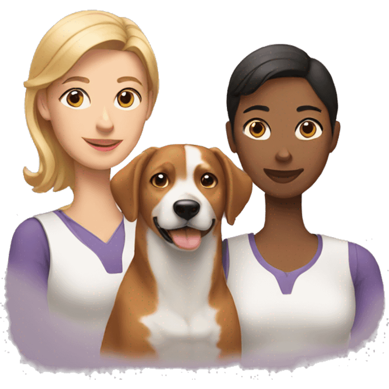 two women with a dog emoji