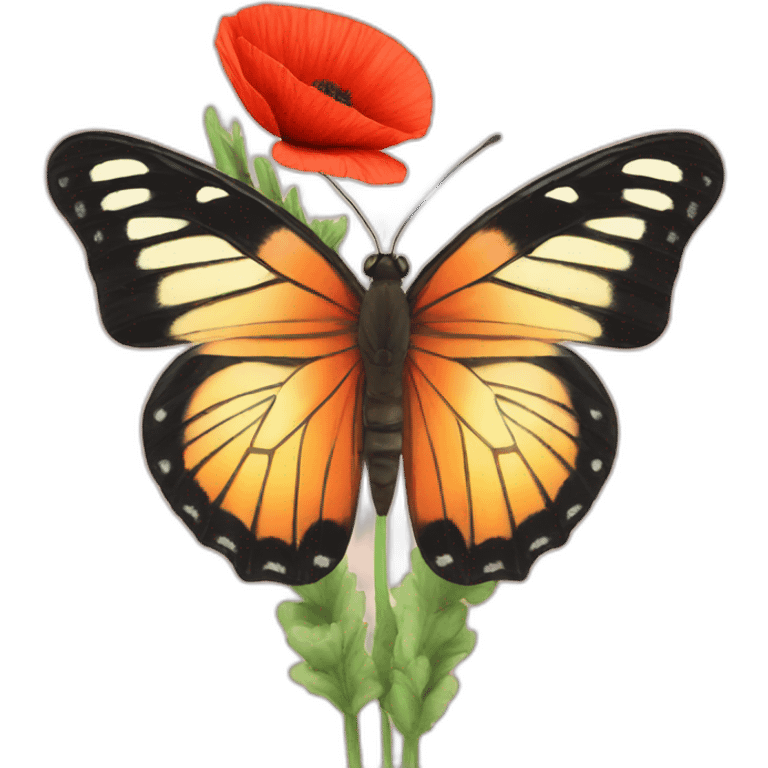 butterfly on poppy emoji