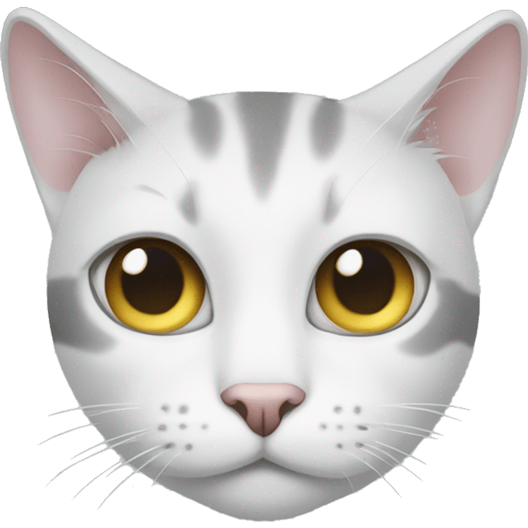 Gray and white cat with one eye  emoji