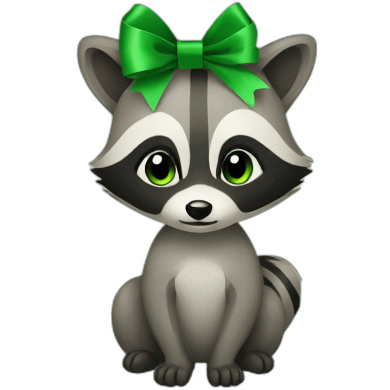 a Raccoon with a green ribbon emoji