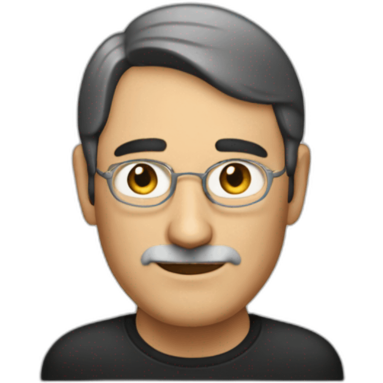 steve jobs head without mustache only soft beard, black hair emoji emoji