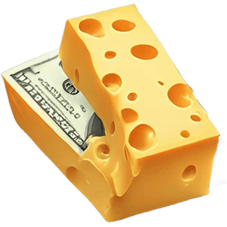 Cheddar cheese with dollar bills flying  emoji