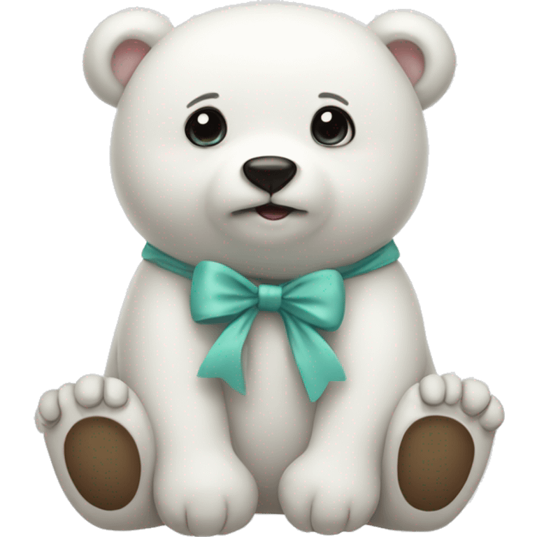 white cute bear with bow emoji