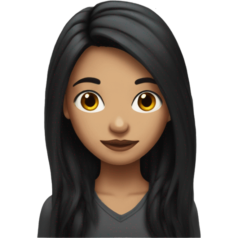 Girl with dark long hair and tattoos  emoji