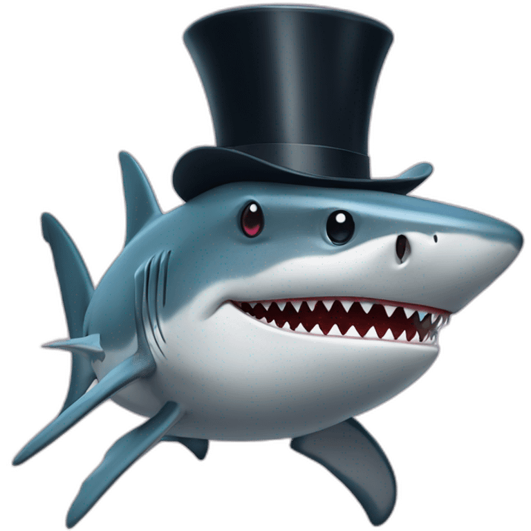 Shark with a top hat emoji