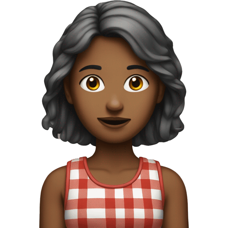 Girl with red plaid tank top  emoji