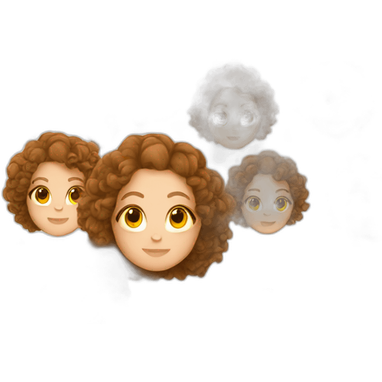 White girl with brown curly hair emoji