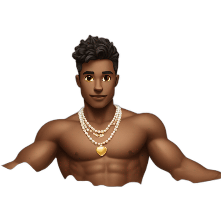 Posh-muscle-boy-pearl-necklace-in-golden-bathtub emoji