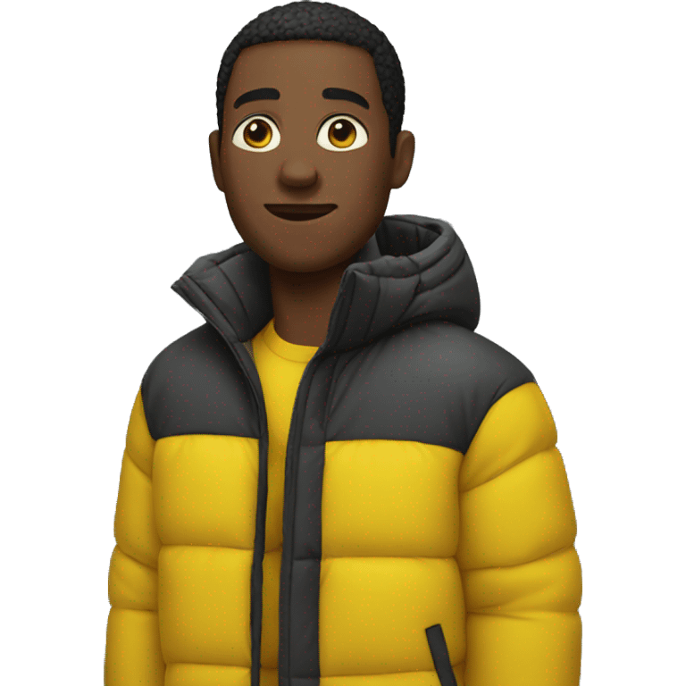 Black man wearing a yellow puffer jacket  emoji