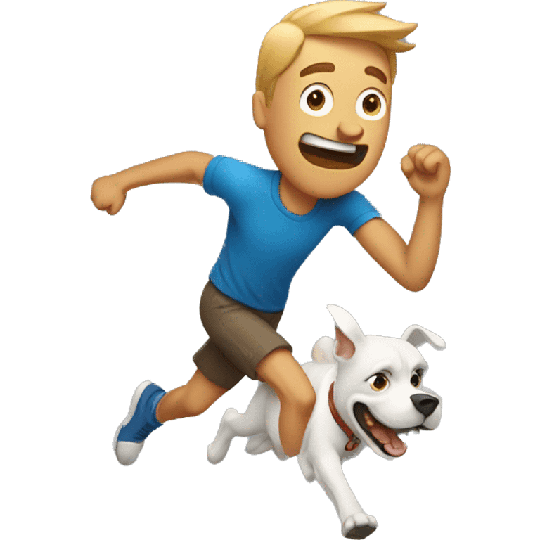 Guy running from dog emoji