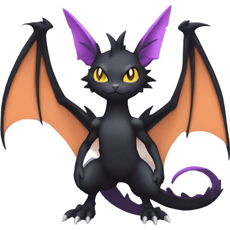 Black edgy Noivern-Noibat-cat-Fakemon full-body emoji