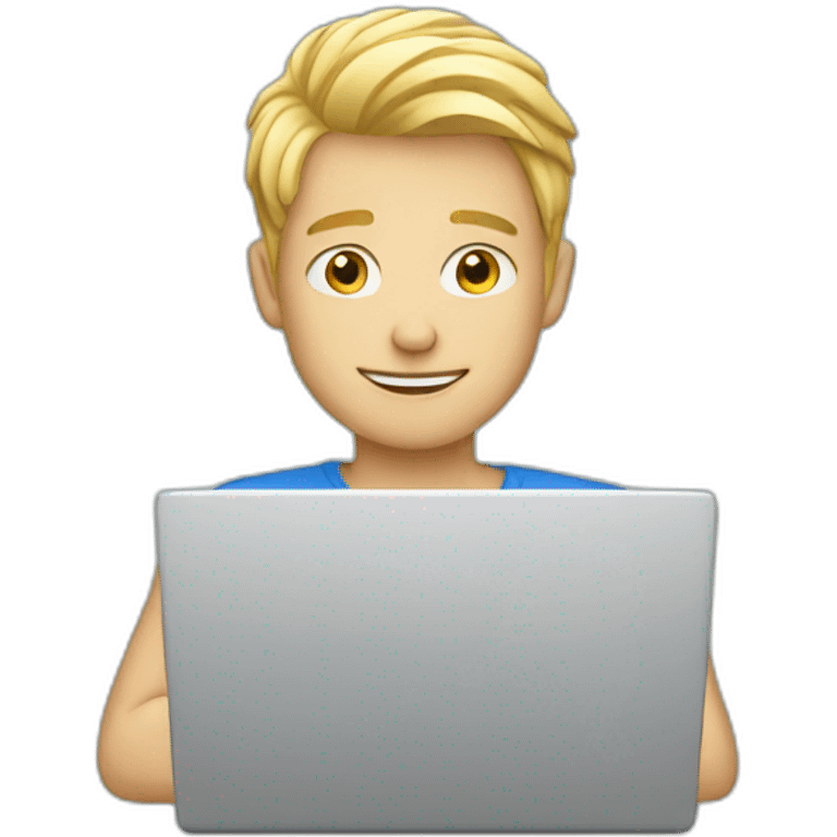 blonde guy with laptop emoji